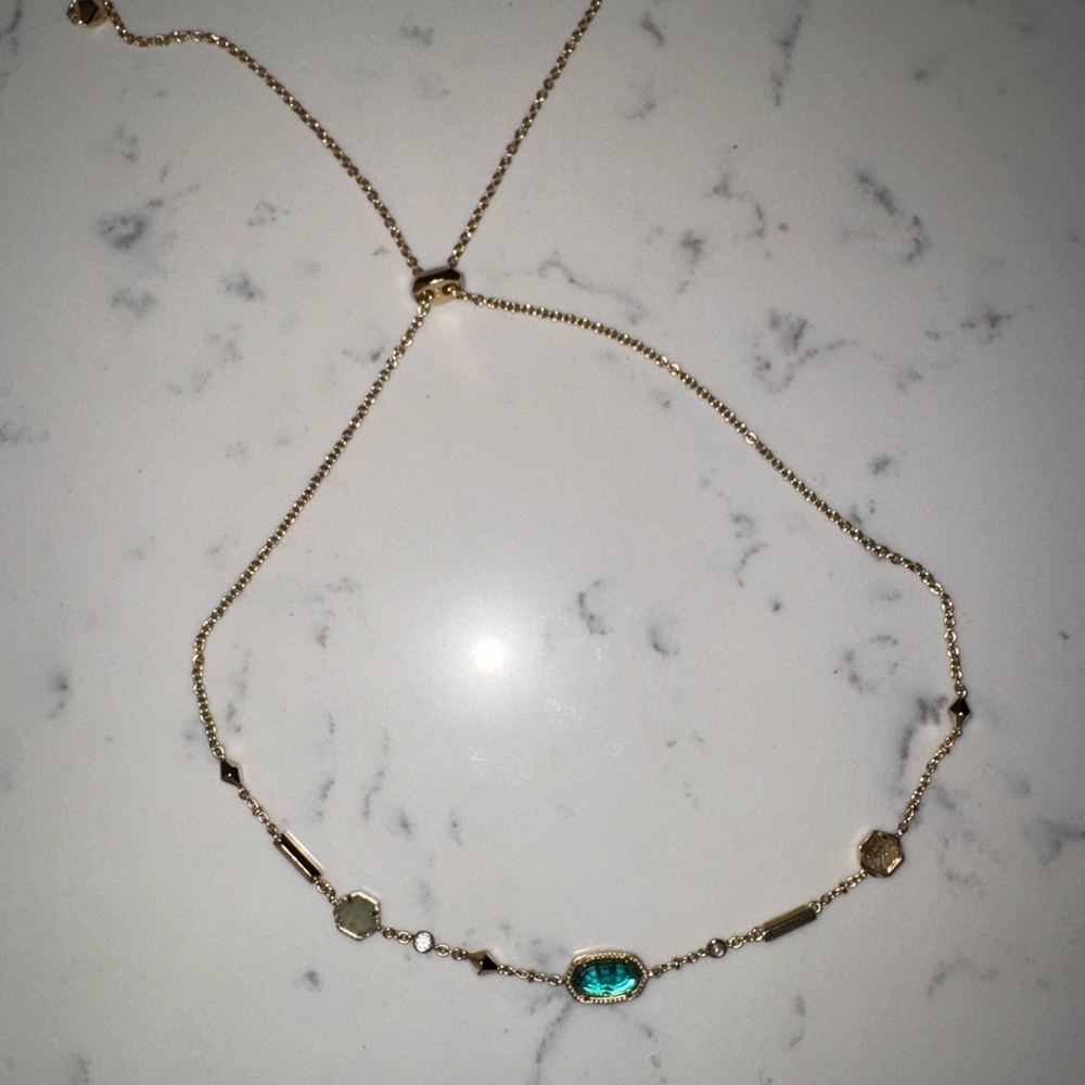 Kendra Scott Adjustable Gold Choker with Turquoise Accent